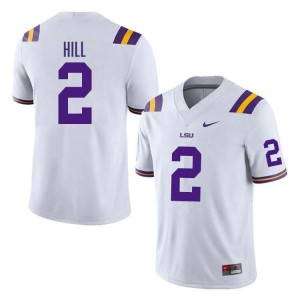 #2 Destyn Hill LSU White Men's Jersey Stitched College Football 912134-457