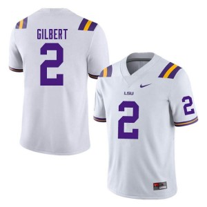 #2 Jardin Gilbert LSU White Men Jersey Official College Football 694561-110