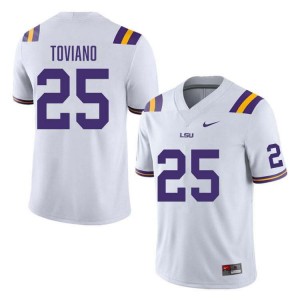 #25 Javien Toviano Fighting Tigers White Men's Jersey University College Football 333366-188