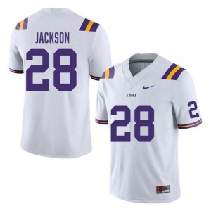 #28 Kaleb Jackson Geaux Tigers White Men Jersey NCAA College Football 166160-616