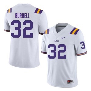 #32 Aeron Burrell LSU White Men Jersey Stitched College Football 249968-537