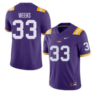 #33 West Weeks Geaux Tigers Purple Men's Jersey Stitched College Football 610418-302