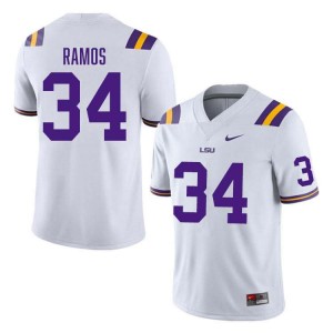 #34 Damian Ramos LSU White Men's Jersey Game College Football 906929-592