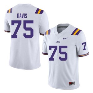 #75 Weston Davis Geaux Tigers White Men Jersey Player College Football 894647-864