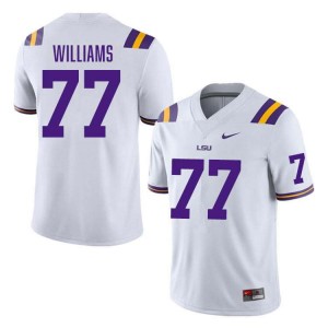 #77 Ory Williams LSU White Men's Jersey Stitched College Football 541396-778