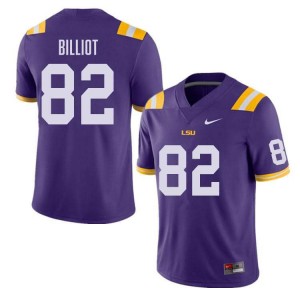 #82 Kylan Billiot Louisiana State Tigers Purple Mens Jersey Embroidery College Football 552501-651