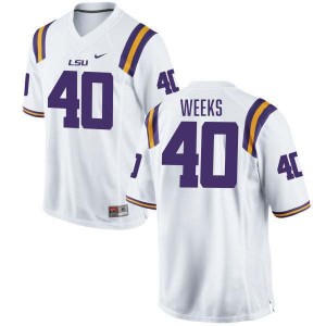 #40 Whit Weeks LSU White Men's Jersey 2024 College Football 136340-464