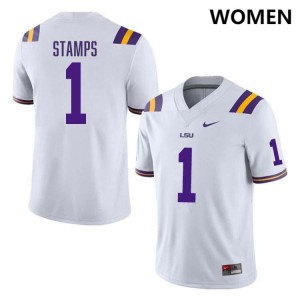 #1 Ashton Stamps Louisiana State Tigers White Women Jersey Embroidery College Football 940787-287