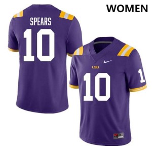 #10 Dashawn Spears LSU Purple Women's Jersey University College Football 121082-183