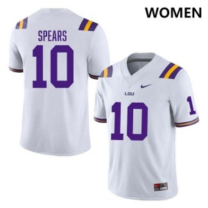 #10 Dashawn Spears Tiger Nation White Women Jersey High School College Football 386053-996