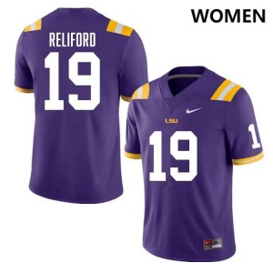 #19 Gabriel Reliford LSU Purple Womens Jersey Alumni College Football 833114-879