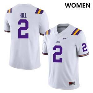 #2 Destyn Hill LSU White Women Jersey Replica College Football 255248-622