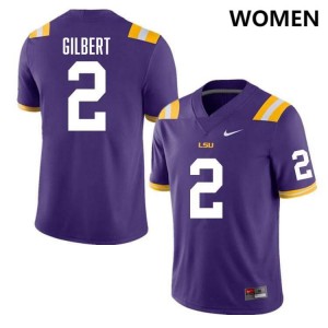 #2 Jardin Gilbert LSU Tigers Purple Womens Jersey Stitched College Football 987689-297