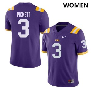 #3 DJ Pickett Tigers Purple Womens Jersey Official College Football 897738-474