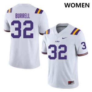 #32 Aeron Burrell Louisiana State Tigers White Womens Jersey Alumni College Football 129748-351