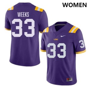 #33 West Weeks LSU Purple Women's Jersey 2024-25 College Football 633761-478