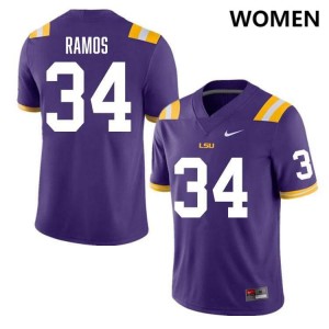 #34 Damian Ramos Tiger Nation Purple Women's Jersey Embroidery College Football 494365-636
