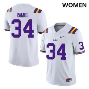 #34 Damian Ramos LSU Tigers White Womens Jersey Official College Football 279082-156