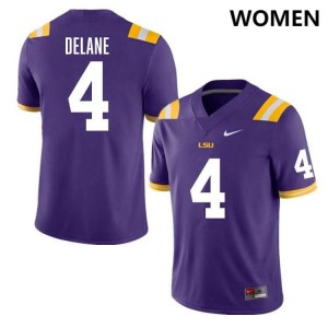 #4 Mansoor Delane LSU Tigers Purple Women Jersey Alumni College Football 206018-596