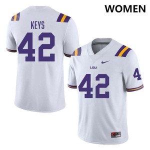 #42 Davhon Keys Tiger Nation White Women's Jersey University College Football 249943-181