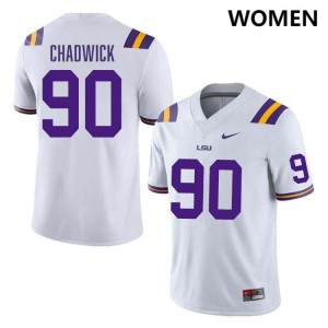#90 Grant Chadwick Tiger Nation White Women's Jersey NCAA College Football 732448-953