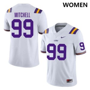 #99 Sydir Mitchell LSU White Womens Jersey University College Football 381175-793
