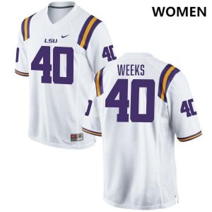 #40 Whit Weeks Tiger Nation White Womens Jersey Replica College Football 319243-939