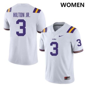 #3 Chris Hilton Jr. LSU White Womens Jersey Stitched College Football 318258-227