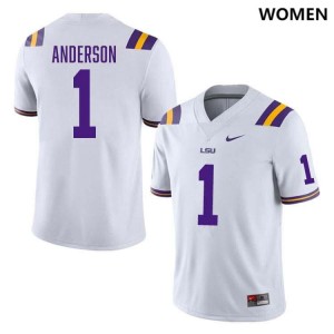 #1 Aaron Anderson LSU White Women's Jersey Embroidery College Football 118944-595