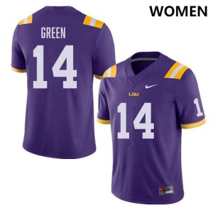 #14 Trey'Dez Green LSU Purple Womens Jersey Game College Football 971324-687