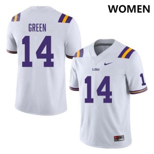 #14 Trey'Dez Green Tiger Nation White Women Jersey Stitched College Football 152363-740