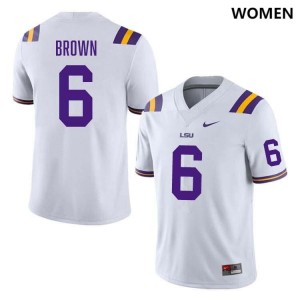 #6 Barion Brown LSU Tigers White Women Jersey University College Football 291382-396