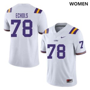 #78 Coen Echols Tigers White Womens Jersey Official College Football 197075-982