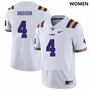 #4 Nic Anderson LSU Tigers White Womens Jersey Official College Football 654734-945