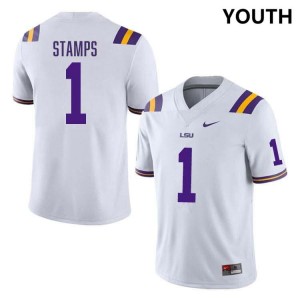 #1 Ashton Stamps Louisiana State Tigers White Youth Jersey Replica College Football 434237-209