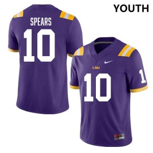 #10 Dashawn Spears LSU Purple Youth Jersey Stitched College Football 641354-419