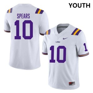 #10 Dashawn Spears Geaux Tigers White Youth Jersey Alumni College Football 863671-175