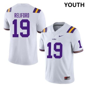 #19 Gabriel Reliford Tigers White Youth Jersey Alumni College Football 224849-647