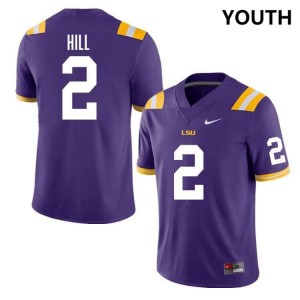#2 Destyn Hill Fighting Tigers Purple Youth Jersey 2024 College Football 109370-442