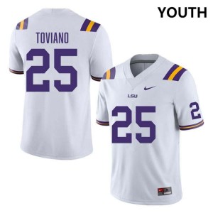#25 Javien Toviano Louisiana State Tigers White Youth Jersey Limited College Football 431278-755