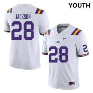 #28 Kaleb Jackson Tigers White Youth Jersey Player College Football 451017-370