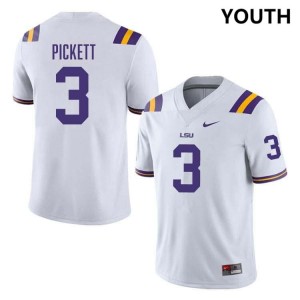 #3 DJ Pickett Tiger Nation White Youth Jersey Player College Football 725123-383