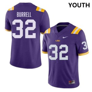 #32 Aeron Burrell Tigers Purple Youth Jersey University College Football 324943-121
