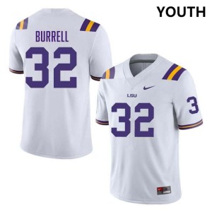 #32 Aeron Burrell Geaux Tigers White Youth Jersey Game College Football 709310-772