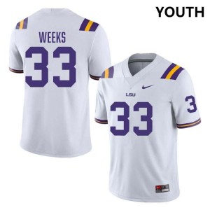#33 West Weeks Louisiana State Tigers White Youth Jersey NCAA College Football 640971-557