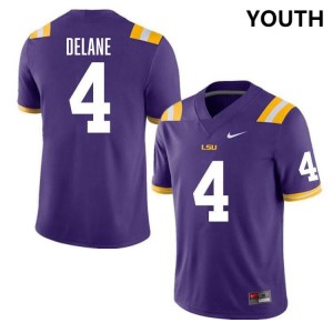 #4 Mansoor Delane Fighting Tigers Purple Youth Jersey Stitched College Football 932886-133