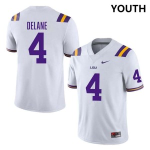 #4 Mansoor Delane Fighting Tigers White Youth Jersey Stitched College Football 456504-314