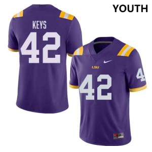 #42 Davhon Keys Geaux Tigers Purple Youth Jersey Game College Football 984676-614