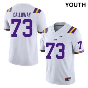 #73 Ethan Calloway LSU White Youth Jersey Replica College Football 665830-234