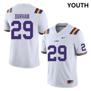 #29 Caden Durham LSU White Youth Jersey 2024 College Football 884809-465